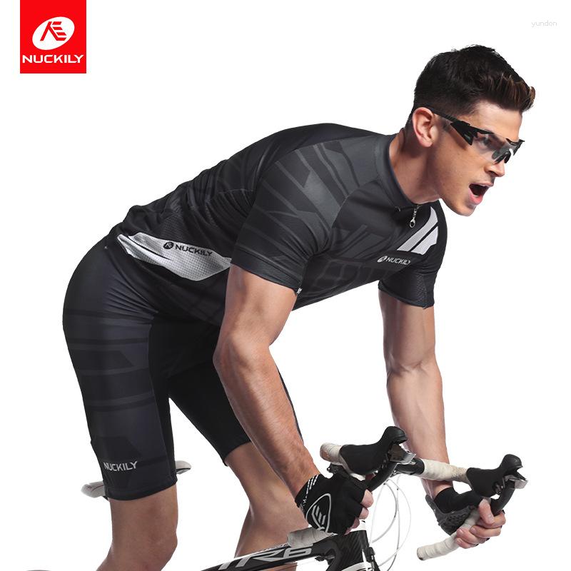 Conjuntos de corrida 2023 NUCKILY Road Bike ciclismo terno verão respirável de alta qualidade masculino manga curta camisa ao ar livre