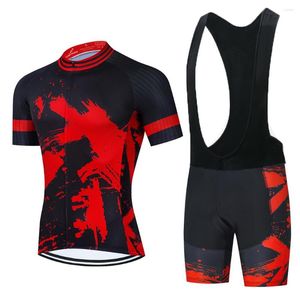 Racesets 2023 Red Black Cycling Suit Bike Team Shirts Clothing Jersey Set Tops Jacket Bib Shorts Maillot Kit Kleding 20D GEL KAD