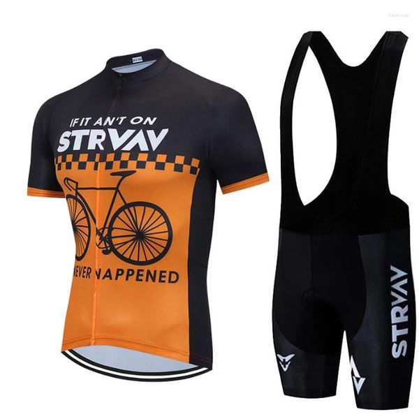 Sets de carreras 2023 Strvav Summer Cycling Clothing Men Manga de manga corta Traje de bicicleta Bike Uniforme de montaña Ropa seca rápida