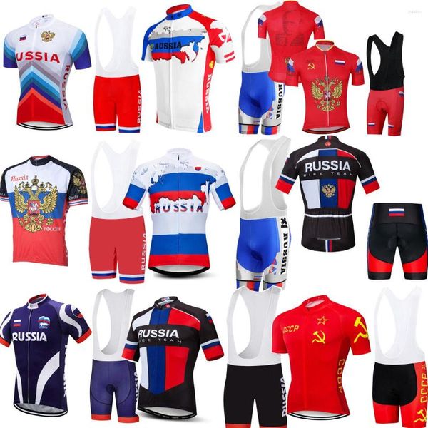 Ensembles de course 2023 unisexe Russie Nationl équipe cycliste Jersey vêtements d'été vélo de route chemises costume vélo cuissard vtt Ropa Maillot