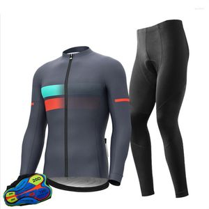 Conjuntos de carreras 2023 Invierno Polar Ropa de ciclismo Hombres Manga larga Jersey Traje Al aire libre Bicicleta MTB Ropa Bib Pantalones Conjunto