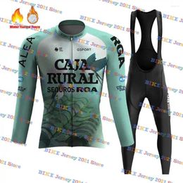 Ensembles de course 2024 Caja Rural Rural Cycling Jersey Fleece Flong à manches longues Road Road Ropa Vêtements