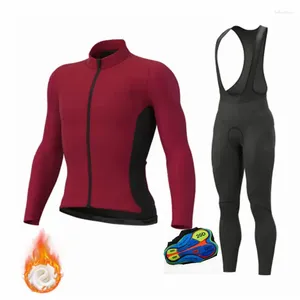 Ensembles de course 2024 VTT costumes hiver maillots de cyclisme pantalons longs avec 20D Gel vêtements de vélo hommes thermique polaire uniforme de vélo