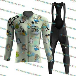 Racing Sets 2024 Novo Nordisk Bird Cycling Jersey Set lange mouw MTB Bicycle Clothing Road Bike Shirt Suit Maillot