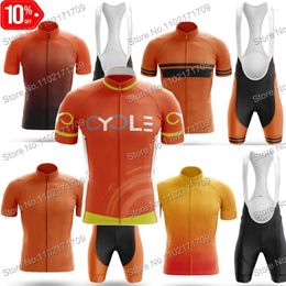 Ensembles de course 2024 style simple Hombre Orange Gradi Hi-Q Road Bike Shirts Bicycle Vêtements Bib short