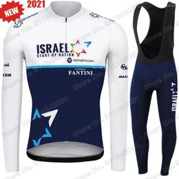 Ensembles de course 2024 Summer Israël Start Up Nation Cycling Jersey Set Vêtements Mens Mens à manches longues Pantalons de route Bib Ropa à manches longues à manches longues