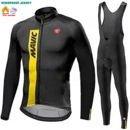 Ensembles de course 2024 Vêtements de cyclisme d'hiver Vêtements pour hommes à manches longues en polaire Jersey Pantalon garçons respirant Ropa Ciclismo Invierno Hombre Termica