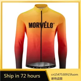 Racen Sets 2025 Morvelo Poep Cycling Jersey Lange Mouw Ropa Ciclismo Team Autumn Bike Clothing Bicycle Shirt Maillot Mtb Kleding Jacke