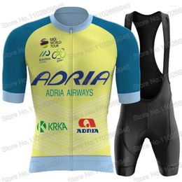 Ensembles de course Adria Airways Cycling Jersey 2024 Équipe Set Men Men de courte manche Slovénie Vêtements de vélos de vélo de route