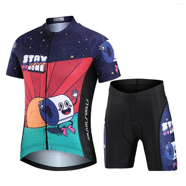 Conjuntos de carreras AMUR LEOPARD Conjunto de ropa de ciclismo para niños Jersey de manga corta Pantalones cortos de bicicleta acolchados Niños MTB al aire libre Carretera Ropa de ciclismo de secado rápido