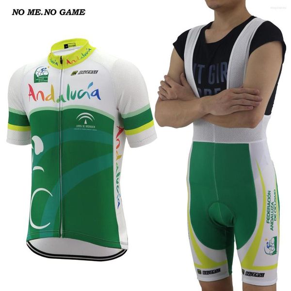 Conjuntos de carreras Andaluza Ciclismo Jersey Kit Road Bike Wear Riding Pro Ropa Verde Bicicleta Camisas Maillot Cycliste Ropa Ciclismo