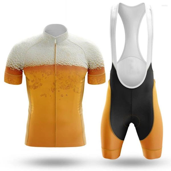 Conjuntos de carreras, conjunto de Jersey de ciclismo transpirable amarillo cerveza, ropa ecológica para bicicleta, traje de bicicleta de carretera superior