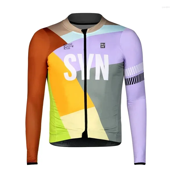 Ensembles de course Biehler Syn Syn Syndicate Cyclisme Jersey à manches longues VTT Tops respirant Aero Lightweig Lycra Hommes Printemps Vélo Vêtements de sport