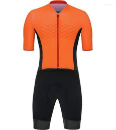 Conjuntos de carreras, traje de triatlón negro naranja profesional, Jersey de ciclismo, traje de baño de manga corta para bicicleta, traje de baño de piel para correr