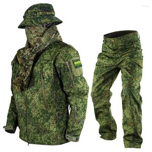 Ensembles de course Camouflage Uniforme militaire tactique Ourdoor Hivertroprowing Working Sport Sport Fleece Chude Hotted Veste et pantalon