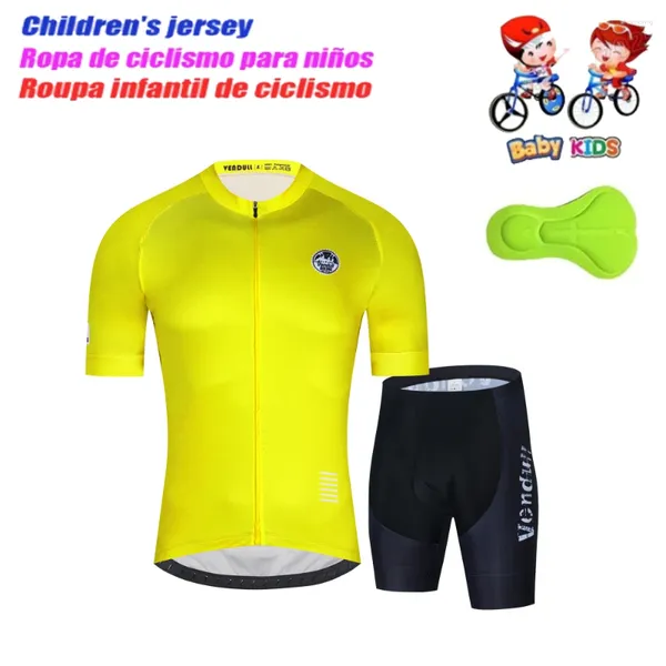 Sets de carreras Niños 2024 Niños transpirables Ciclismo en ciclismo Jersey Vendull Fluorescente Ropa de bicicleta verde para niños
