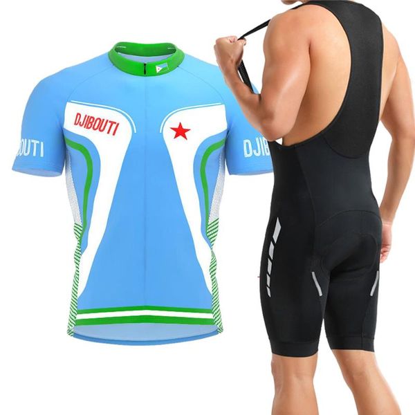 Conjuntos de carreras Classic Djibouti Summer Men's Cycley Jersey Set Road Bicycle Shirt Downhill High Quality Pro Team Mountain Bike Ropa