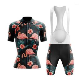 Racing Sets Klassieke Retro Flamingo Dames Zomer Korte Mouw Fietsen Jerseys Fietskleding Bike Wear Bib-broek