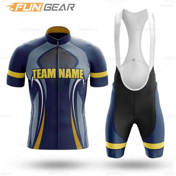 Conjuntos de carreras, equipo de Club, ropa de ciclismo, conjunto de Jersey de manga corta con logotipo personalizado, uniforme de nombre designado MTB con medias, traje de verano