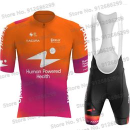 Racing Sets Conjunto Maillot Team HPH Human Powered Health 2023 Hommes Maillot Cyclisme Cuissard Ensemble Vélo De Route Vêtements Robe Costume Vélo Chemise