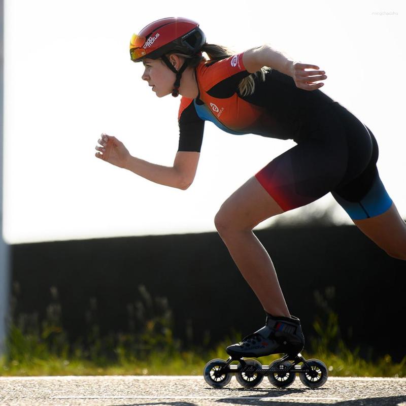 Zestawy wyścigowe cudomotus garnitur z krótkim rękawem Triathlon Women Speed ​​Roller Skate Kit Ropa Ciclismo Szybkie łyżwiarstwo odzież