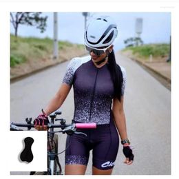 Ensembles de course personnalisés cyclisme Triathlon costumes femmes à manches courtes combinaison une pièce vélo combinaison femme body été