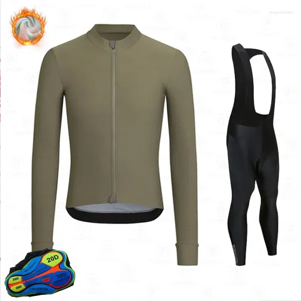 Conjuntos de carreras Ropa de ciclismo Hombre Jersey Traje Al aire libre Bicicleta MTB Ropa Bib Pantalones Conjunto Cálido 2024 Equipo Invierno Polar térmico