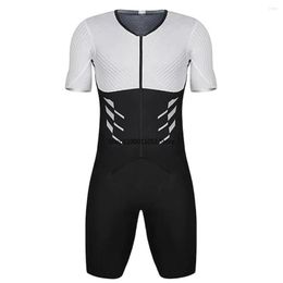 Racesets fietskleding slabbetje shorts met siliconen pad anti-uv triatlon print jerseys passen professionele korte mouwen