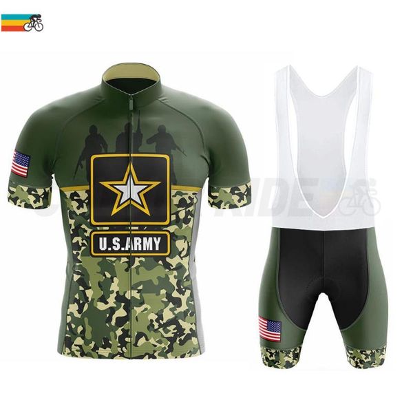 Ensembles de course ensemble de maillot de cyclisme hommes vêtements de vélo à manches courtes été Camouflage Commando US Army mode vélo uniforme vtt Ride Wear