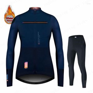 Ensembles de course ensemble de maillot de cyclisme femmes hiver veste polaire thermique dame sweat à manches longues chaud hauts d'équitation femme vélo espagne uniforme