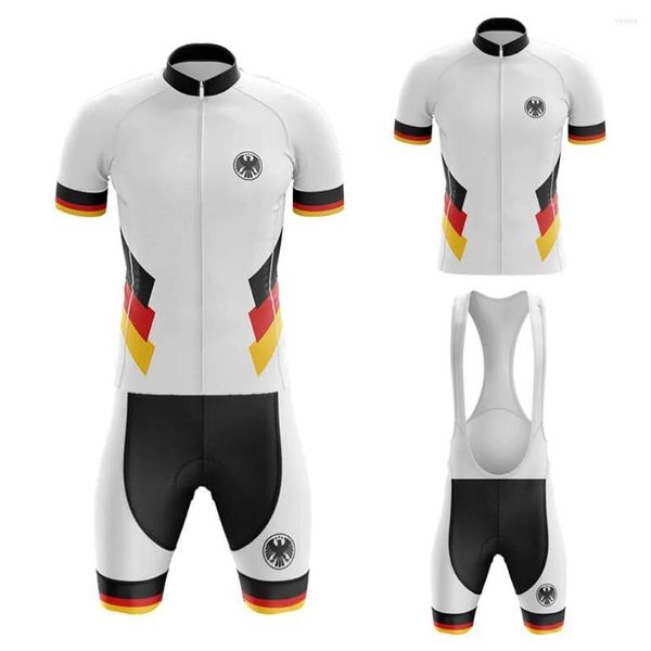 Ensembles de course Allemagne Blanc Maillot De Cyclisme Ensemble Cuissard Gel Respirant Pad Ciclismo Masculino Maillot Hombre Peut Être Personnaliser