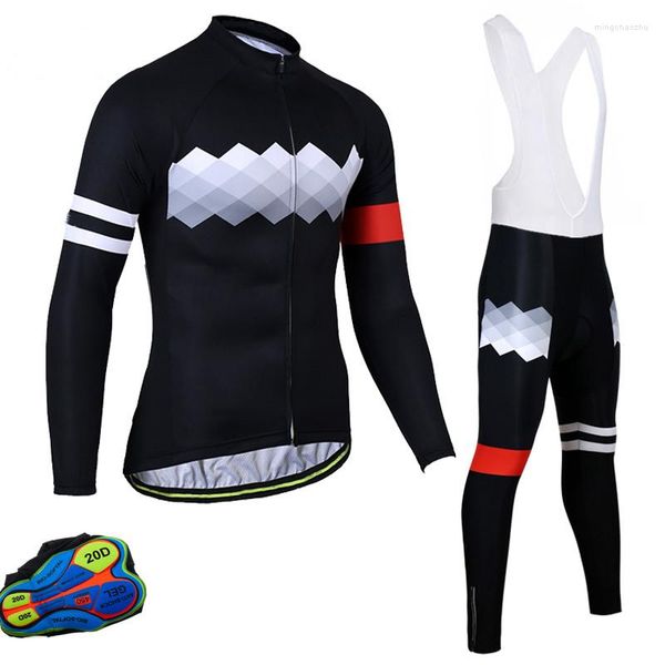 Conjuntos de carreras, pantalones de bicicleta de montaña de alta elasticidad, conjunto de camisetas, ropa de ciclismo con estampado azul, traje de movimiento de manga larga para hombres