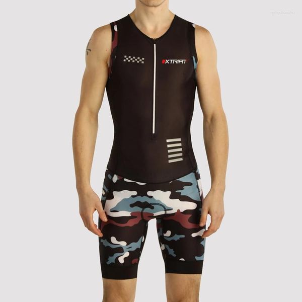 Ensembles de course haut de gamme 2023 été Camouflage couleur schéma combinaison XTRIAT hommes cyclisme Triathlon costume sans manches vélo mâle Skinsuit