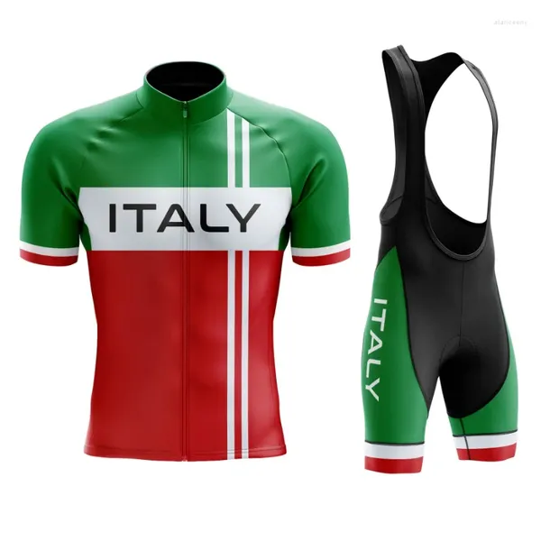 Conjuntos de carreras Italia 2024 Ropa de ciclismo de manga corta para hombres de verano Jersey de bicicleta de montaña Deportes al aire libre Transpirable Secado rápido Ciclismo Maillot