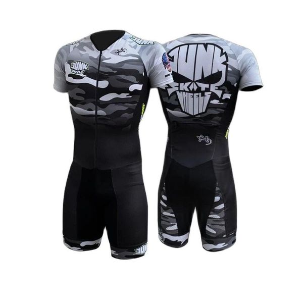 Racing Ensembles Junk Wheels 2021 Hommes Hommes à manches courtes Triathlon Costume Vitesse Roller Skinsuit Skinsuit Vêtements de patinage rapide sans coussin Robe