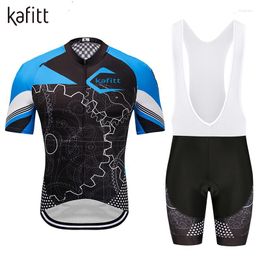 Ensembles de course Ensemble de vêtements de sport KafiMen Costume de route en plein air Personnalisé Cyclisme Chemise à manches courtes Pantalon à bretelles Deux pièces Offre spéciale