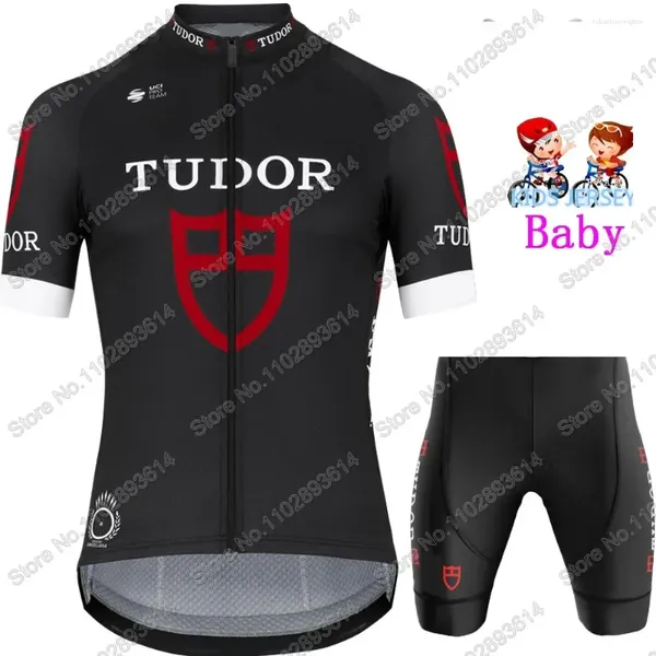 Racing Sets Kids 2024 Tudorful Team Enfant Cycling Jersey Clain Set Boys Filles Girls Swiss Vêtements Enfants Bike Suit Mtb