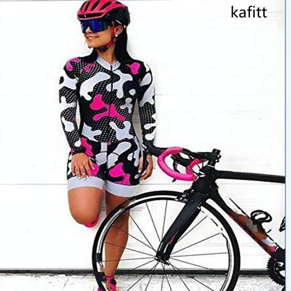 Ensembles de course dames vêtements de cyclisme d'hiver Kafiz vêtements de sport brésiliens à manches longues Shorts Macaquinho Fitness 20D petit singe Pro