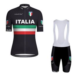 Racing Sets LACHANKDAN ITALIË WIST JERSEY SET COMPUTO CICLISMO ESTIVO 2021 ZOMER RIJDENKLEREN MEN MTB Fiets Outfit Fietskleding Zwart