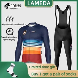 Ensemble de course Lameda Men's Cycling Clothing Set Bicycle Suit à manches longues Route Route VTT Sweat-shirt