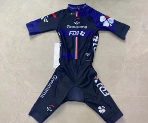 Racing sets laser gesneden skinsuit 2023 Groupama FDJ Team Blue Bodysuit Short Cycling Jersey Bike Bicycle Clothing Maillot Ropa Ciclismo
