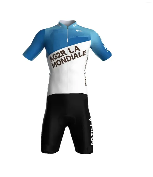 Ensembles de courses Laser Cut Skinsuit 2024 AG2R ÉQUIPE BodySuit court jersey vélo de vélo de vélo Maillot Ropa Ciclismo