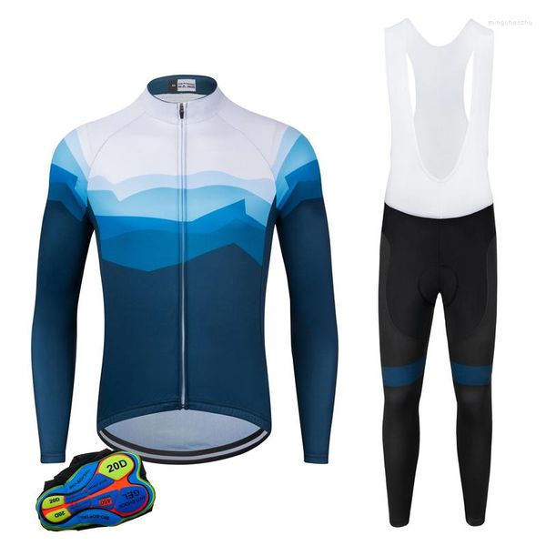 Ensembles de course à manches longues respirant équitation vélo mode ajustement serré ensemble résistant aux ultraviolets vêtements de cyclisme hommes maillot costume Sport