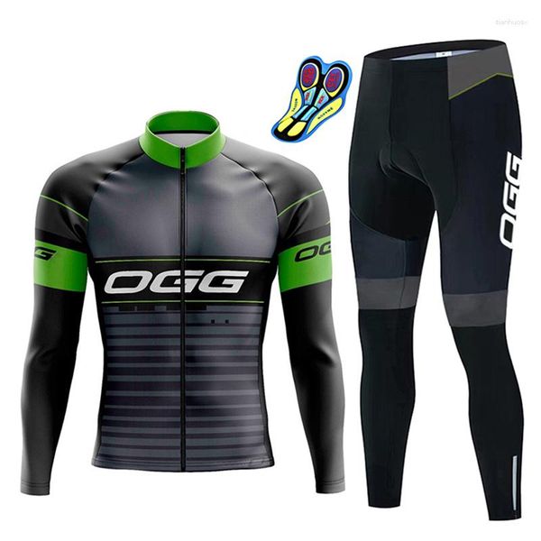 Sets de carreras Ciclismo de manga larga Ropa Road Bike Jersey Pantalones de babero con gel almohadilla transpirable 2023 Verano