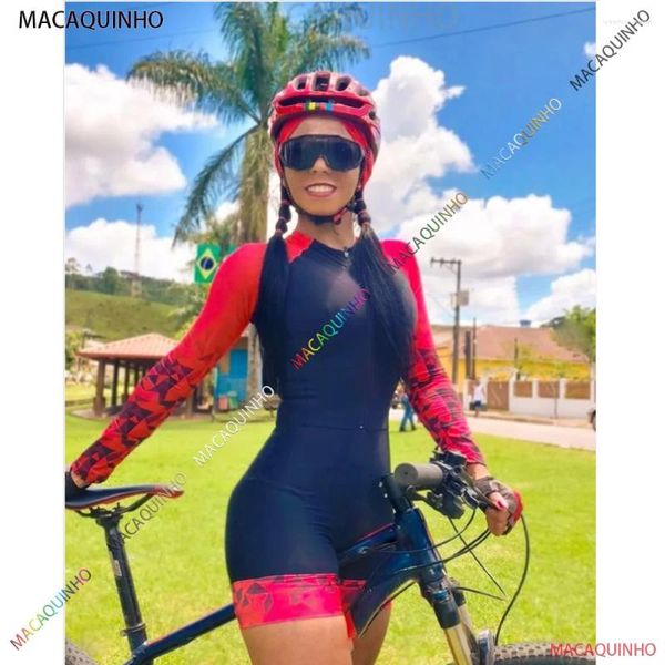 Ensembles de course Macaquinho Ciclismo Red Kafiwomen Cycling Jersey Summer Triathlon Long Sexe Sexy Collons Bicycle