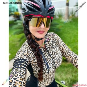 Ensembles de course Macaquinho Femme's Bike's Long Cycling Jumps Cosan 2024 Cyclist Kit to Brasil Pedal Suit