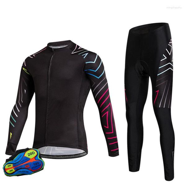 Ensembles de course hommes respirant poche arrière sport séchage rapide VTT maillot Polyester à manches longues ensemble de cyclisme sur route