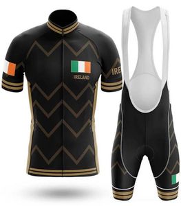 Racing Sets Men039s IERLAND Fietsshirts Korte Mouw Pak Uniform Zwart Fietskleding Ropa Ciclismo Maillog5966677