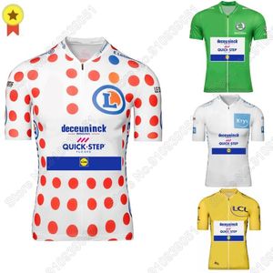 Racing Sets Quick Step France Tour Vélo Jersey Jaune Blanc Vert Vélo Rouge Jerseys Polka Dot Vêtements Vélo T-shirts Maillot