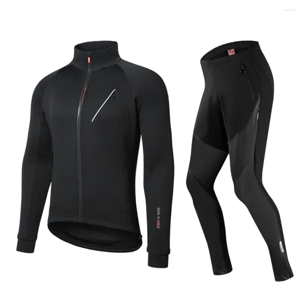 Ensembles de course Santic hiver cyclisme vestes hommes à manches longues VTT route vélo vêtements pantalons coupe-vent costumes chauds taille asiatique